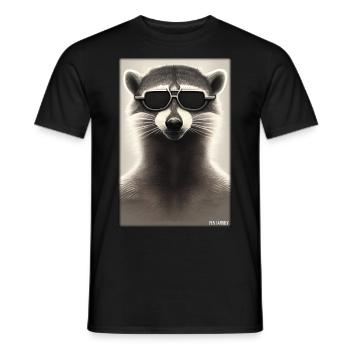 Raccoon Sunglasses Wildlife Forest Animal Forest Nature - Men's T-Shirt - black - Front - AI Model Male 178 light (178cm)