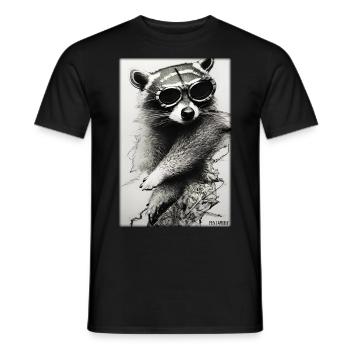 Raccoon Sunglasses Wildlife Forest Animal Forest Nature - Men's T-Shirt - black - Front - AI Model Male 178 light (178cm)