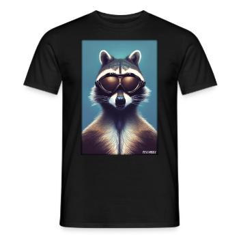 Raccoon Sunglasses Wildlife Forest Animal Forest Nature - Men's T-Shirt - black - Front - AI Model Male 178 light (178cm)