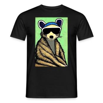 Raccoon Sunglasses Wildlife Forest Animal Forest Nature - Men's T-Shirt - black - Front - AI Model Male 178 light (178cm)