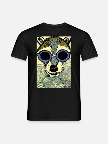 Waschbär Sonnenbrille Wildtier Waldtier Wald Natur - Männer T-Shirt - Schwarz