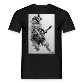 Dog Guitar Pet Musician Dog Friend - Men's T-Shirt - black - Front - AI Model Male 178 light (178cm)