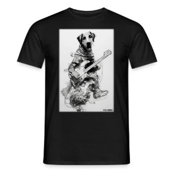 Dog Guitar Pet Musician Dog Friend - Men's T-Shirt - black - Front - AI Model Male 178 light (178cm)
