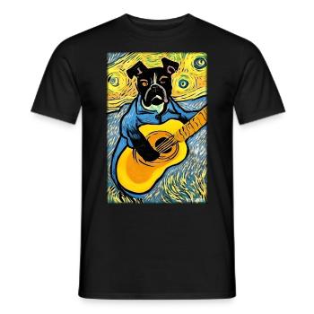 Dog Guitar Pet Musician Dog Friend - Men's T-Shirt - black - Front - AI Model Male 178 light (178cm)