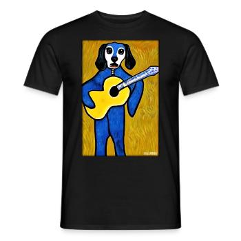 Dog Guitar Pet Musician Dog Friend - Men's T-Shirt - black - Front - AI Model Male 178 light (178cm)