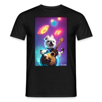 Dog Guitar Pet Musician Dog Friend - Men's T-Shirt - black - Front - AI Model Male 178 light (178cm)