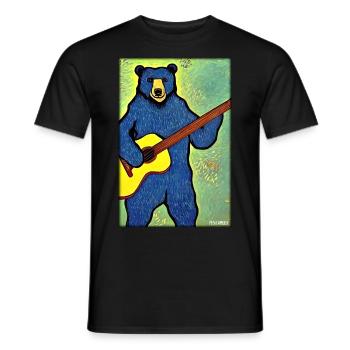 Bear Guitar Wildlife Musician Forest Animal Zoo Animal - Men's T-Shirt - black - Front - AI Model Male 178 light (178cm)