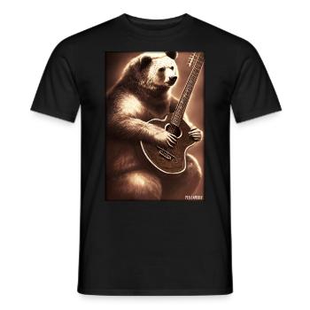 Bear Guitar Wildlife Musician Forest Animal Zoo Animal - Men's T-Shirt - black - Front - AI Model Male 178 light (178cm)
