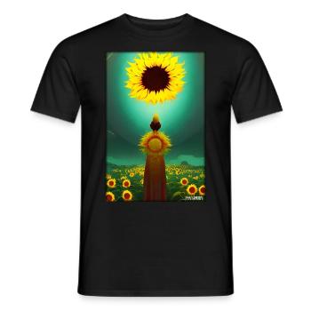 Astéracées de tournesol Fleur Printemps Prairie Verte - T-shirt homme - noir - Devant - AI Model Male 178 light (178cm)