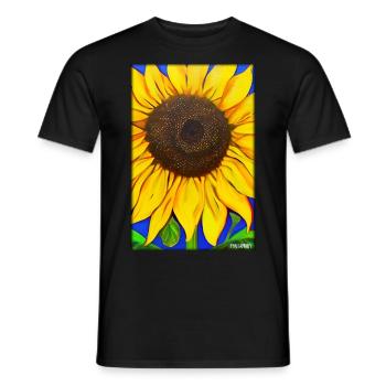Sunflower Asteraceae Flower Spring Meadow Green - Men's T-Shirt - black - Front - AI Model Male 178 light (178cm)