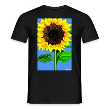 Sunflower Asteraceae Flower Spring Meadow Green - Men's T-Shirt - black - Front - AI Model Male 178 light (178cm)