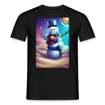 Snowman Snow Winter Christmas Advent - Men's T-Shirt - black - Front - AI Model Male 178 light (178cm)
