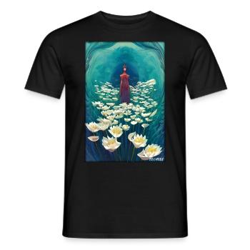 Lilies Lily Family Flower Spring Meadow Green - Men's T-Shirt - black - Front - AI Model Male 178 light (178cm)