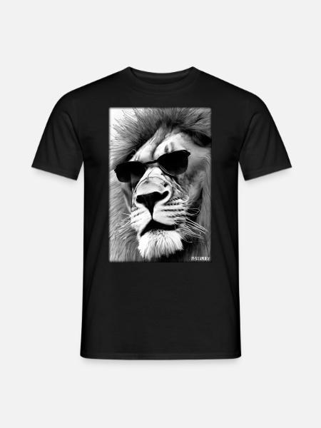 Löwe Sonnenbrille Raubkatze Wildtier Löwenkopf - Männer T-Shirt - Schwarz