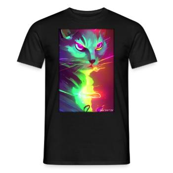Space Cyber Cat Future Pet Cat Love - Men's T-Shirt - black - Front - AI Model Male 178 light (178cm)