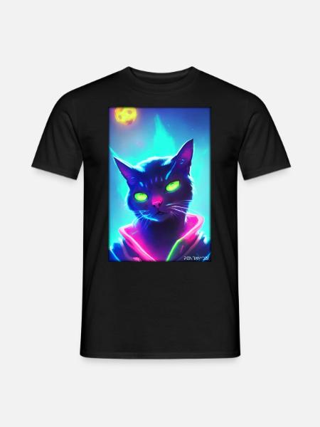 Weltraum Cyber Katze Zukunft Haustier Katzenliebe - Männer T-Shirt - Schwarz
