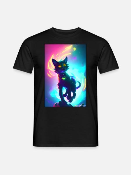Weltraum Cyber Katze Zukunft Haustier Katzenliebe - Männer T-Shirt - Schwarz