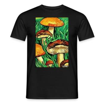 Pilze Wald Natur Herbst Naturliebe Wander - Männer T-Shirt - Schwarz - Vorne - AI Model Male 178 light (178cm)