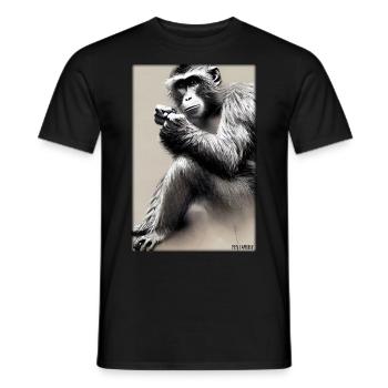 Affe Wildtier Affenkopf Tierwelt Zoo Safari Tiere - Männer T-Shirt - Schwarz - Vorne - AI Model Male 178 light (178cm)