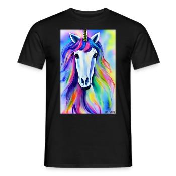 Unicorn Rainbow Magic Fairy Tale Mythical Animal - Men's T-Shirt - black - Front - AI Model Male 178 light (178cm)