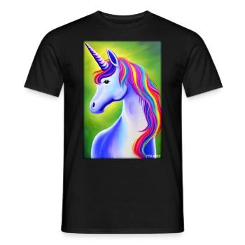 Unicorn Rainbow Magic Fairy Tale Mythical Animal - Men's T-Shirt - black - Front - AI Model Male 178 light (178cm)
