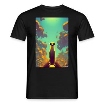 Suricates Zoo Animaux Nature Faune Surikate Zoo - T-shirt homme - noir - Devant - AI Model Male 178 light (178cm)