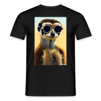 Suricates Zoo Animaux Nature Faune Surikate Zoo - T-shirt homme - noir - Devant - AI Model Male 178 light (178cm)