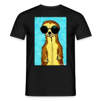 Suricates Zoo Animaux Nature Faune Surikate Zoo - T-shirt homme - noir - Devant - AI Model Male 178 light (178cm)