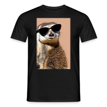 Suricates Zoo Animaux Nature Faune Surikate Zoo - T-shirt homme - noir - Devant - AI Model Male 178 light (178cm)