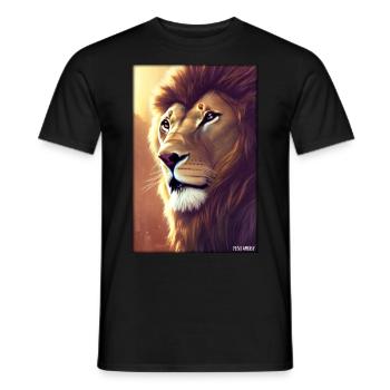 Lion Big Cat Wild Animal Lion's Head Lion's Mane Animal - Men's T-Shirt - black - Front - AI Model Male 178 light (178cm)