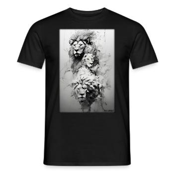 Lion Big Cat Wild Animal Lion's Head Lion's Mane Animal - Men's T-Shirt - black - Front - AI Model Male 178 light (178cm)