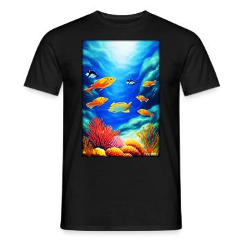 Vie marine Monde sous-marin Poissons Mer Lac animal - T-shirt homme - noir - Devant - AI Model Male 178 light (178cm)