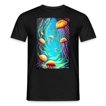 Vie marine Monde sous-marin Poissons Mer Lac animal - T-shirt homme - noir - Devant - AI Model Male 178 light (178cm)