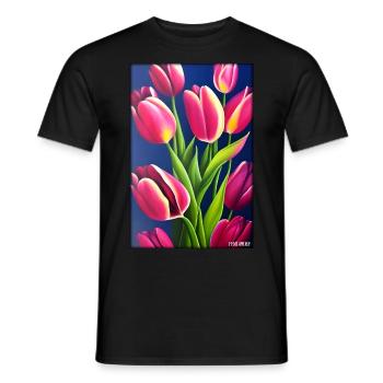 Tulip Lily Family Flower Spring Meadow Green - T-shirt homme - noir - Devant - AI Model Male 178 light (178cm)