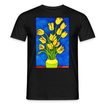 Tulip Lily Family Flower Spring Meadow Green - Men's T-Shirt - black - Front - AI Model Male 178 light (178cm)