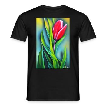 Tulip Lily Family Flower Spring Meadow Green - Men's T-Shirt - black - Front - AI Model Male 178 light (178cm)