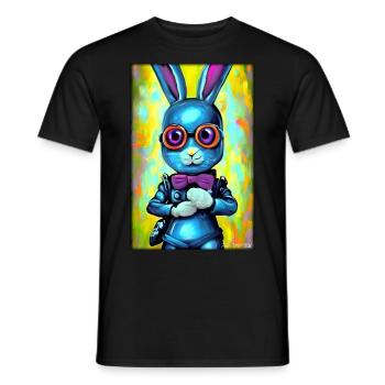 Hase Osterhase Ostern Cyber Zukunft Sci-Fi Tier - Männer T-Shirt - Schwarz - Vorne - AI Model Male 178 light (178cm)