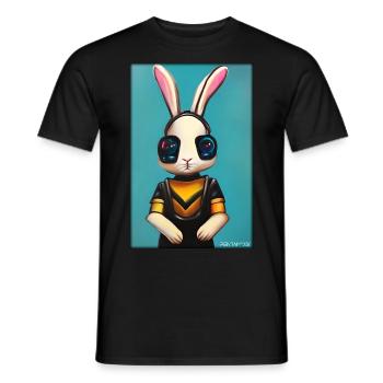 Hase Osterhase Ostern Cyber Zukunft Sci-Fi Tier - Männer T-Shirt - Schwarz - Vorne - AI Model Male 178 light (178cm)