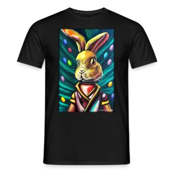 Hase Osterhase Ostern Cyber Zukunft Sci-Fi Tier - Männer T-Shirt - Schwarz - Vorne - AI Model Male 178 light (178cm)