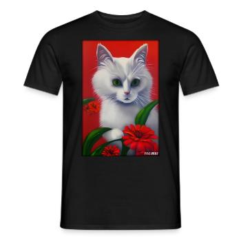 Cat Flower Nature Flowering Garden Cat Love Cat - Men's T-Shirt - black - Front - AI Model Male 178 light (178cm)