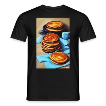 Crêpes Petit déjeuner Nourriture délicieuse Cuisson des aliments - T-shirt homme - noir - Devant - AI Model Male 178 light (178cm)