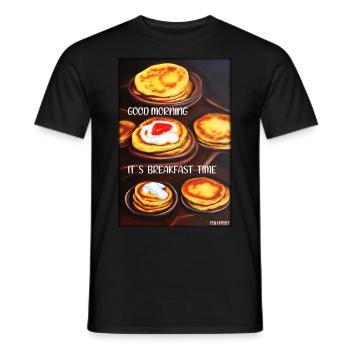Bonjour, c’est l’heure du petit-déjeuner - Pfannekuchen - T-shirt homme - noir - Devant - AI Model Male 178 light (178cm)