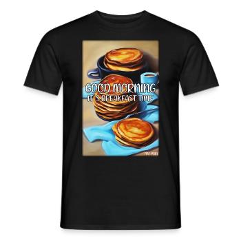 Bonjour, c’est l’heure du petit-déjeuner - Pfannekuchen - T-shirt homme - noir - Devant - AI Model Male 178 light (178cm)