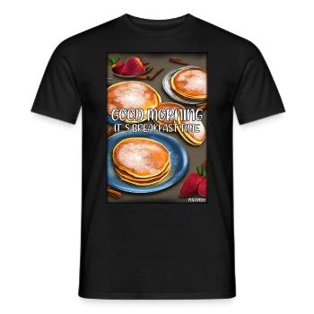 Bonjour, c’est l’heure du petit-déjeuner - Pfannekuchen - T-shirt homme - noir - Devant - AI Model Male 178 light (178cm)