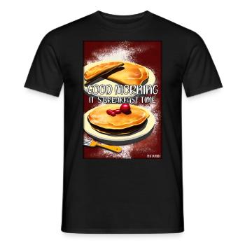 Bonjour, c’est l’heure du petit-déjeuner - Pfannekuchen - T-shirt homme - noir - Devant - AI Model Male 178 light (178cm)