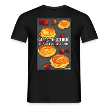 Bonjour, c’est l’heure du petit-déjeuner - Pfannekuchen - T-shirt homme - noir - Devant - AI Model Male 178 light (178cm)