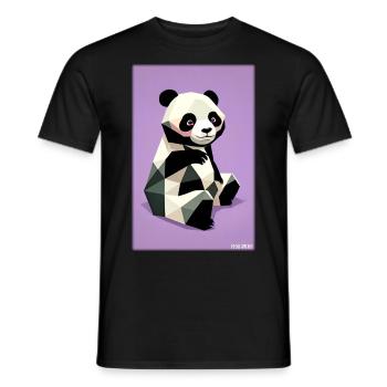 Panda Polygon Wild Pandabär Wildnis Zoo Tier - Männer T-Shirt - Schwarz - Vorne - AI Model Male 178 light (178cm)