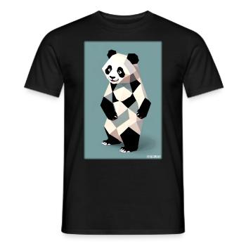 Panda Polygon Wild Pandabär Wildnis Zoo Tier - Männer T-Shirt - Schwarz - Vorne - AI Model Male 178 light (178cm)