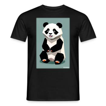 Panda Polygon Wild Pandabär Wildnis Zoo Tier - Männer T-Shirt - Schwarz - Vorne - AI Model Male 178 light (178cm)