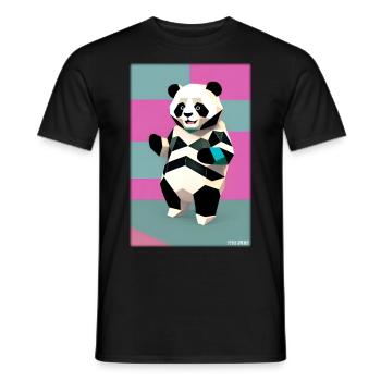 Panda Polygon Wild Pandabär Wildnis Zoo Tier - Männer T-Shirt - Schwarz - Vorne - AI Model Male 178 light (178cm)